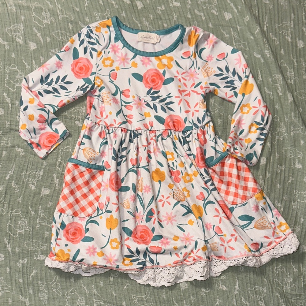 Vibrant Floral Long Sleeve Dress for Kids